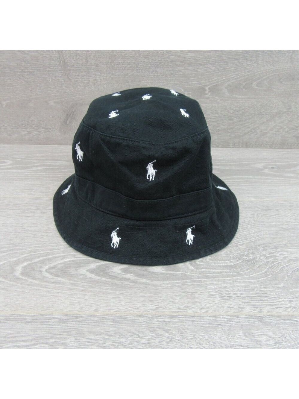 Polo Ralph Lauren Embroidered Pony Bucket Hat Adult Size S/M Black White NEW - Picture 4 of 10